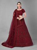 Myra Beautiful Red Heavy Embroidered Soft Net Bridal Lehenga | Grocsy