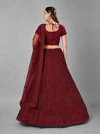 Myra Beautiful Red Heavy Embroidered Soft Net Bridal Lehenga | Grocsy