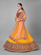 Myra Musturd Heavy Embroidered Soft Net and Velvet bridal Lehenga | Grocsy