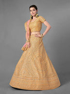 Myra Latest Yellow Heavy Embroidered Art Silk Bridal Lehenga | Grocsy