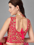 Myra Red Heavy Embroidered Soft Net Bridal Lehenga | Grocsy