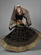 Myra Black Heavy Embroidered Georggette bridal Lehenga | Grocsy