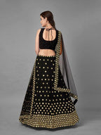 Myra Black Heavy Embroidered Georggette bridal Lehenga | Grocsy