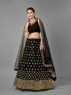 Myra Black Heavy Embroidered Georggette bridal Lehenga | Grocsy