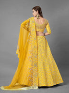 Myra Yellow Heavy Embroidered Art Silk Bridal Lehenga | Grocsy