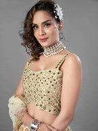 Myra White Heavy Embroidered Viscose Silk bridal Lehenga | Grocsy
