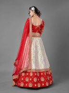 Myra Red Heavy Embroidered Art Silk & Jaquard Bridal Lehenga | Grocsy