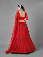 Myra Red Heavy Embroidered Art Silk bridal Lehenga | Grocsy