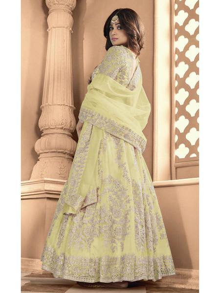 Myra Dusty Yellow Heavy Embroidered Anarkali Suit | Grocsy
