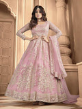 Myra Dusty Pink Heavy Embroidered Anarkali Suit | Grocsy