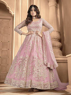 Myra Dusty Pink Heavy Embroidered Anarkali Suit | Grocsy