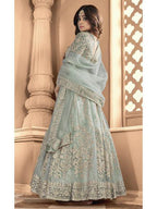 Myra Dusty Sea Blue Heavy Embroidered Anarkali Suit | Grocsy