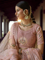 Myra Beautiful Peach Heavy Embroidered Georgette Bridal Lehenga | Grocsy
