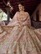 Myra Beautiful Peach Heavy Embroidered Georgette Bridal Lehenga | Grocsy