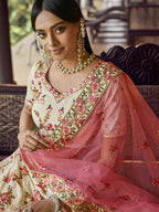 Myra Off White Heavy Embroidered Georgette bridal Lehenga | Grocsy