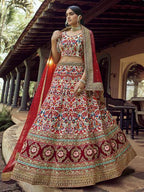 Myra Off White Heavy Embroidered Georgette Bridal Lehenga | Grocsy