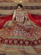 Myra Off White Heavy Embroidered Georgette Bridal Lehenga | Grocsy