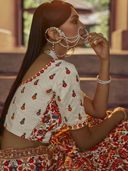 Myra Off White Heavy Embroidered Georgette Bridal Lehenga | Grocsy