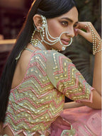 Myra Green Heavy Embroidered Georgette bridal Lehenga | Grocsy