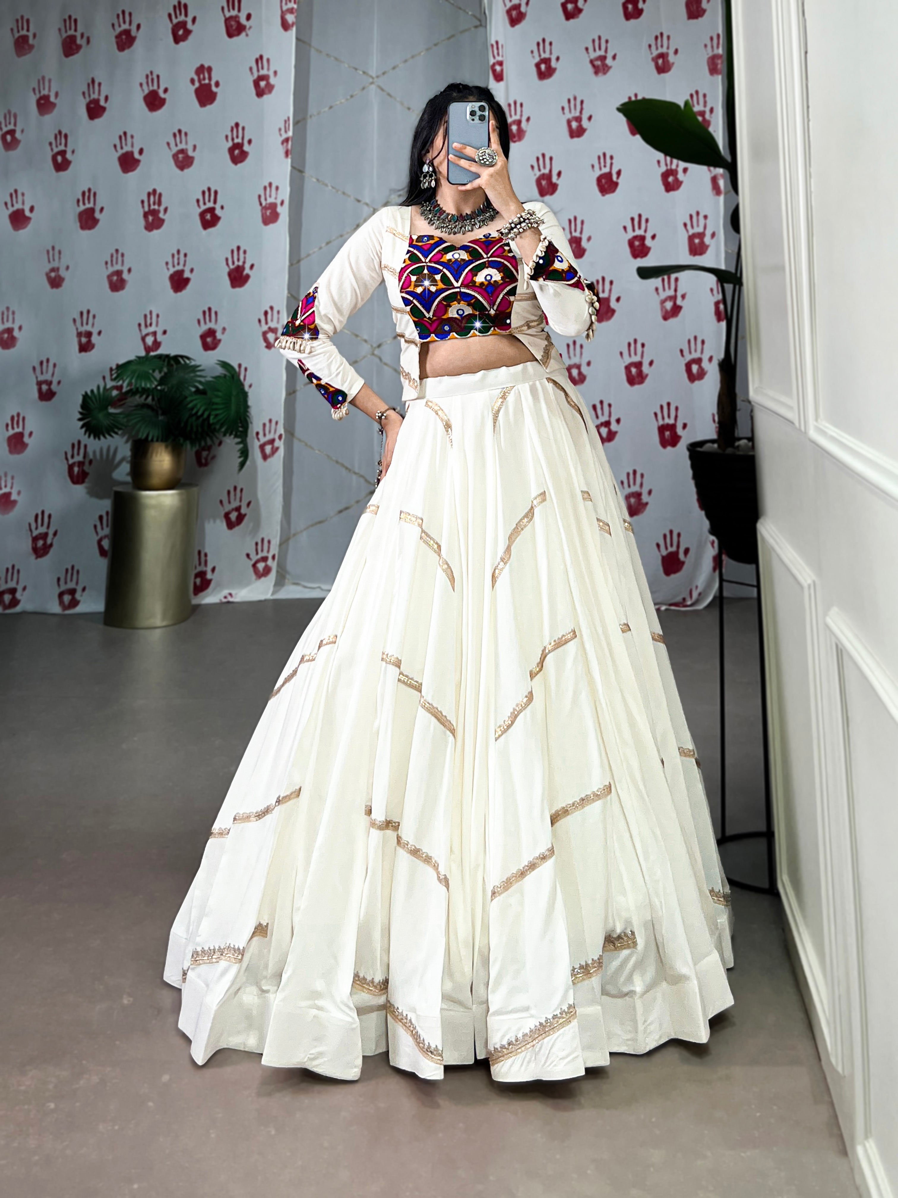 Lorenvalley White Pure Rayon Sequins Lace Touch Up Lehenga Choli | Grocsy