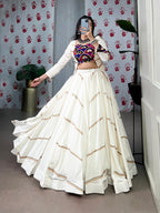 Lorenvalley White Pure Rayon Sequins Lace Touch Up Lehenga Choli | Grocsy