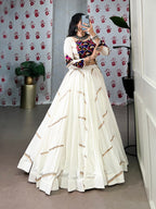 Lorenvalley White Pure Rayon Sequins Lace Touch Up Lehenga Choli | Grocsy