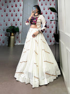 Lorenvalley White Pure Rayon Sequins Lace Touch Up Lehenga Choli | Grocsy