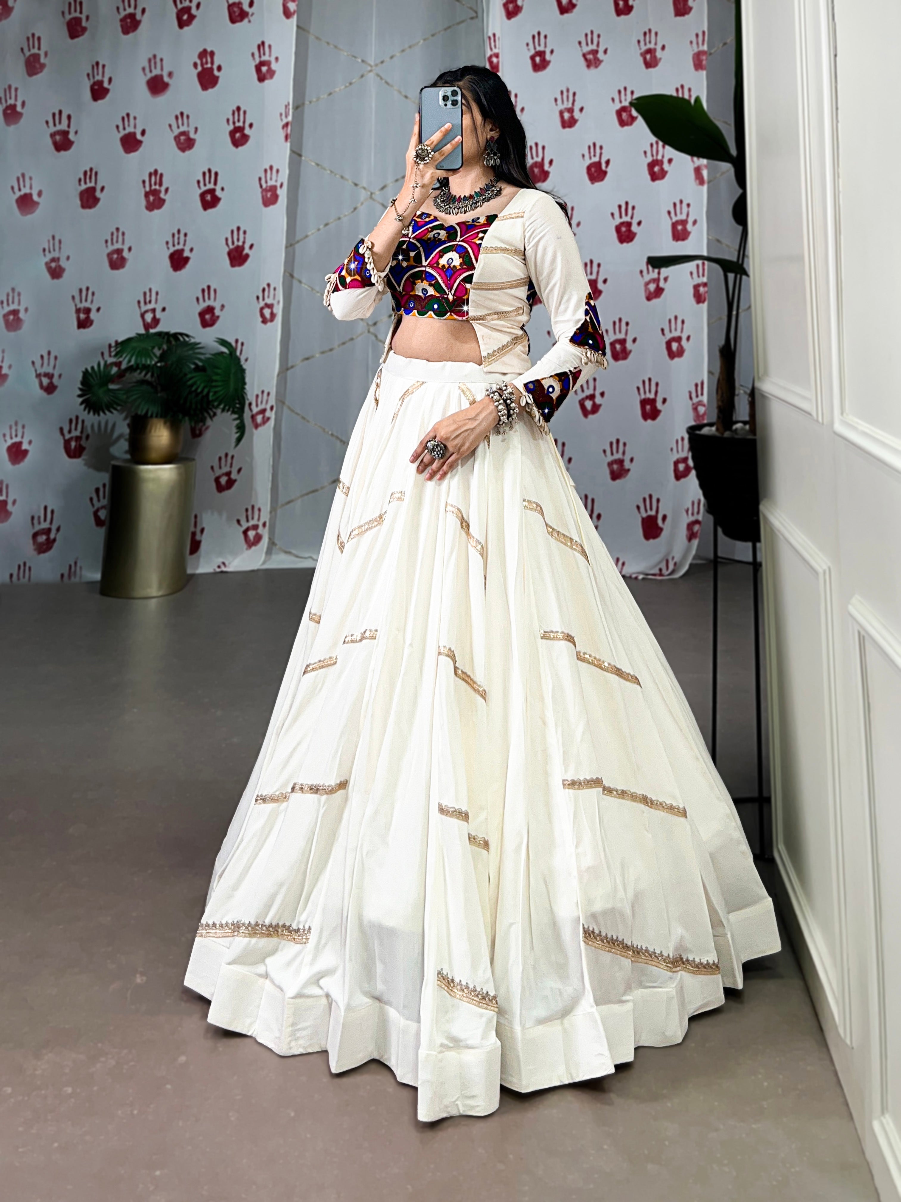 Lorenvalley White Pure Rayon Sequins Lace Touch Up Lehenga Choli | Grocsy