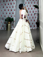 Lorenvalley White Pure Rayon Sequins Lace Touch Up Lehenga Choli | Grocsy