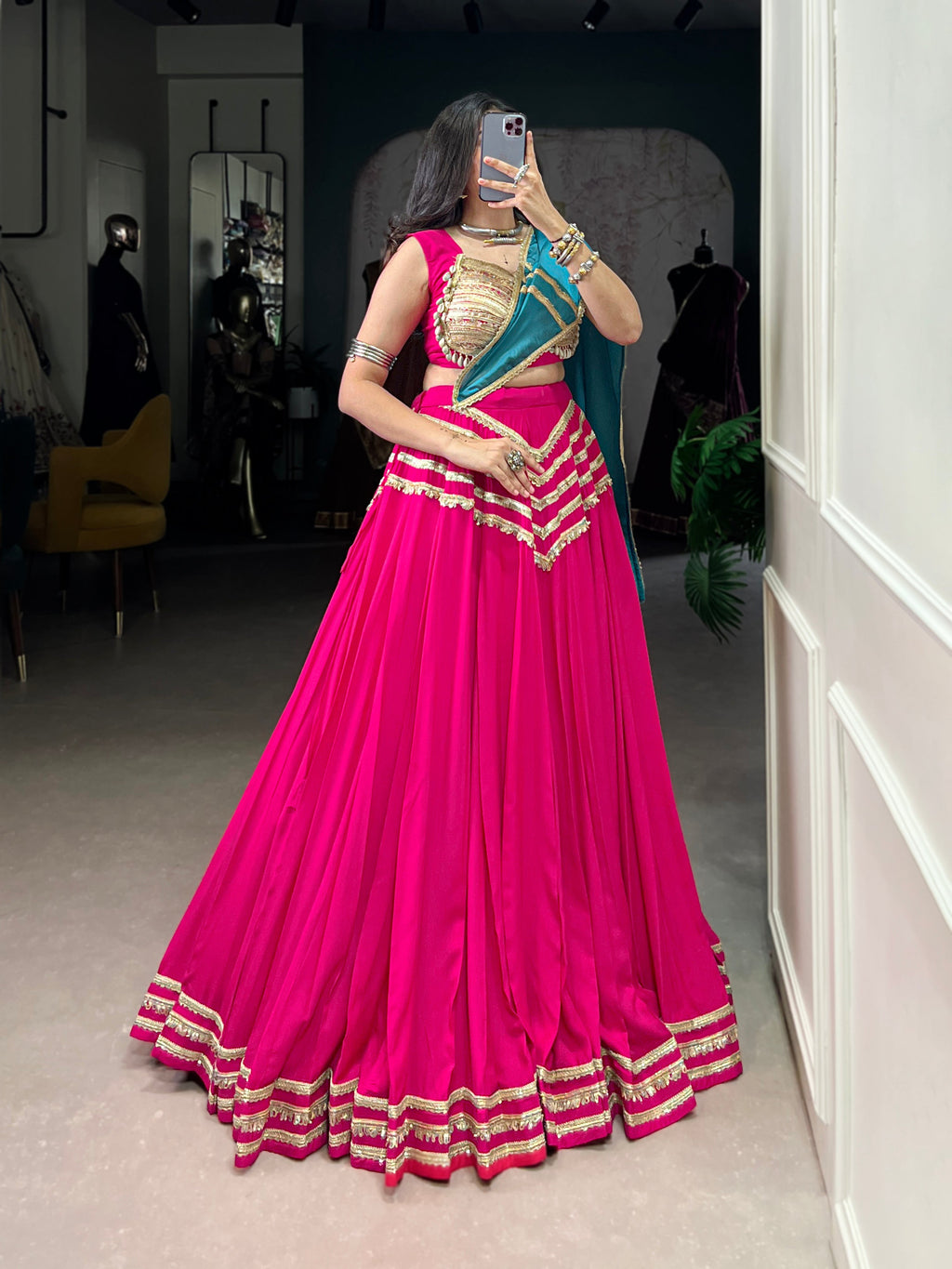 Lorenvalley Fashion Pink Pure Cotton Sequins Lace Touch Up Lehenga Choli with Dupatta | Grocsy