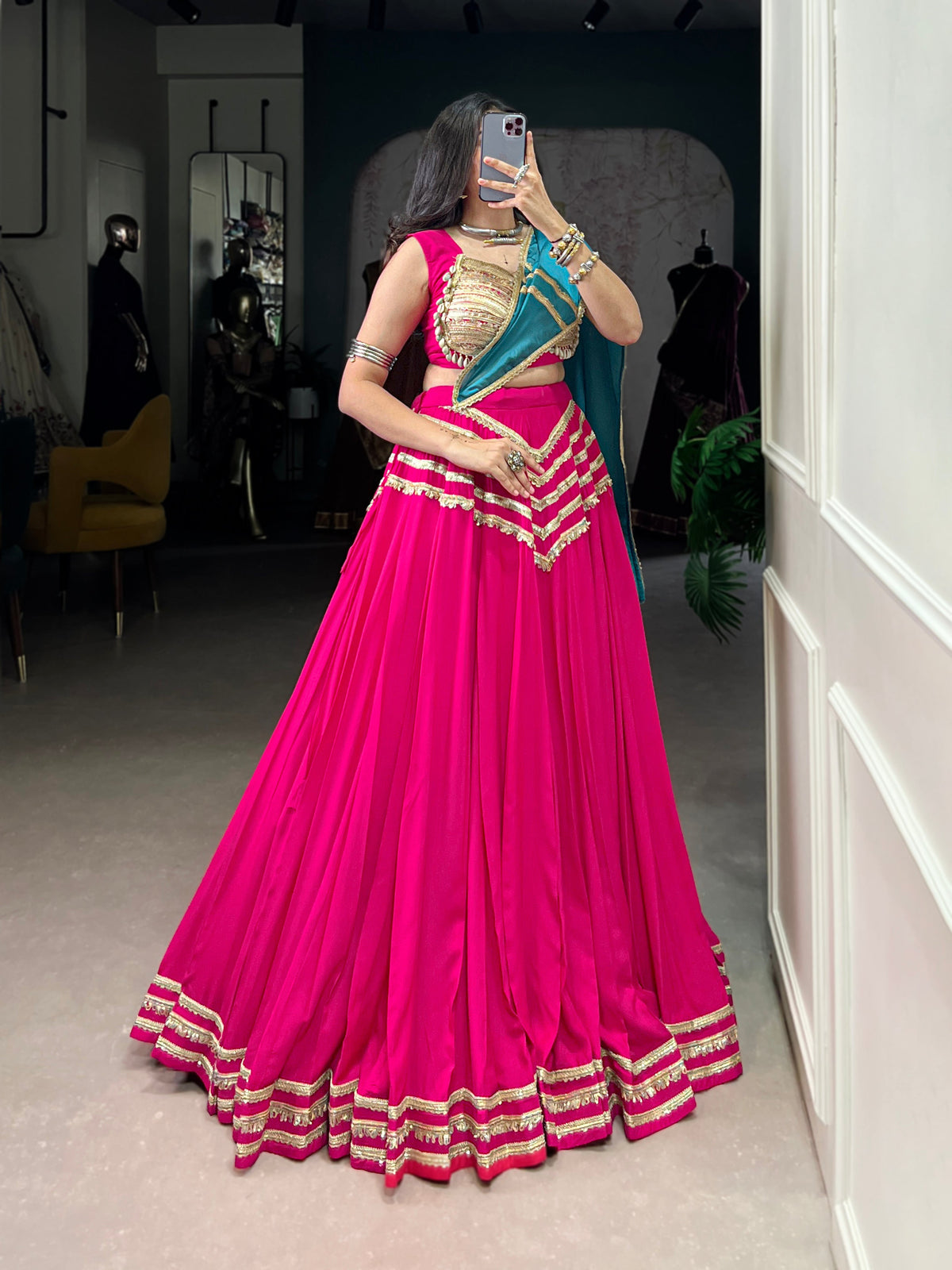 Lorenvalley Fashion Pink Pure Cotton Sequins Lace Touch Up Lehenga Choli with Dupatta | Grocsy