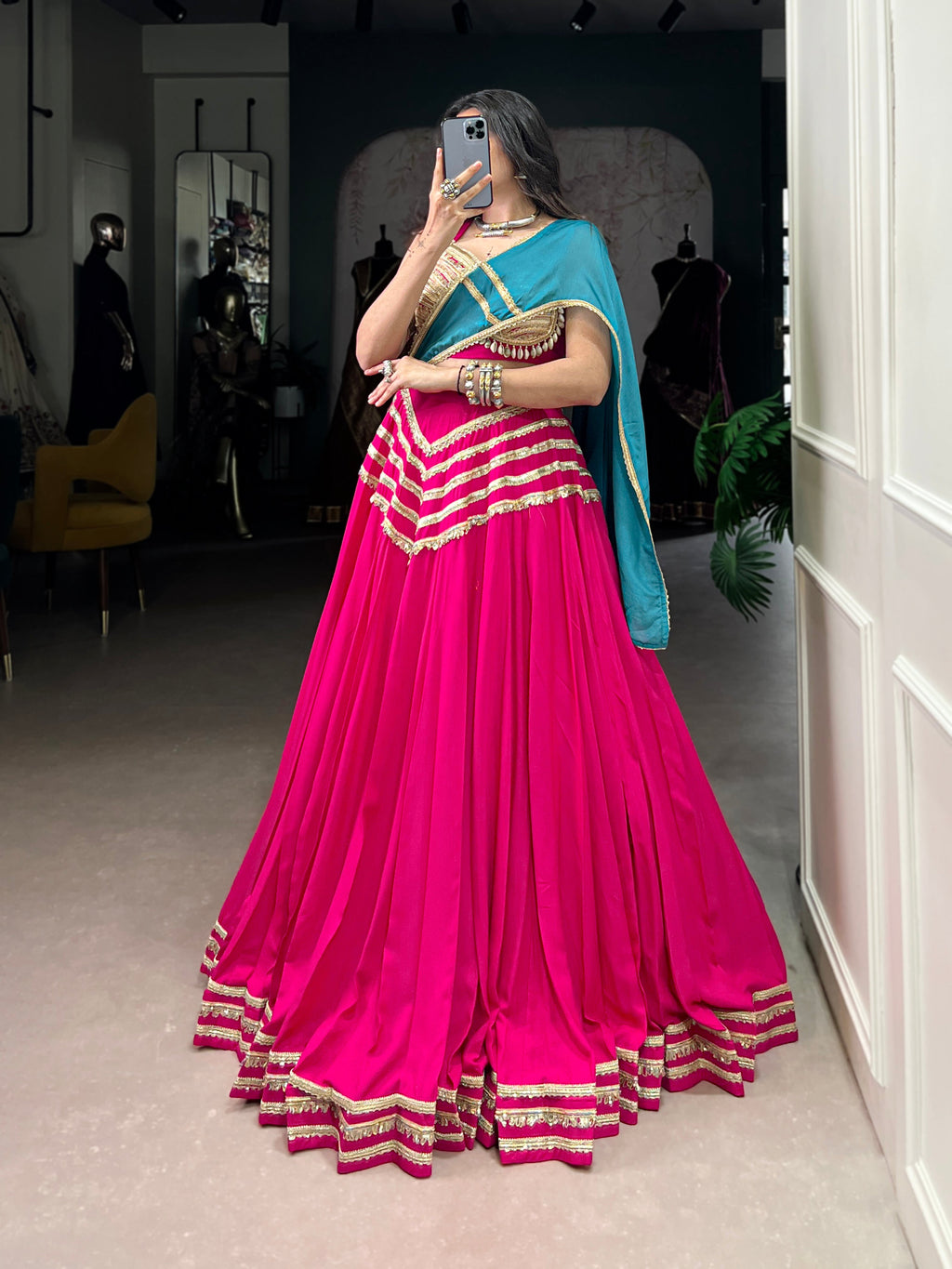 Lorenvalley Fashion Pink Pure Cotton Sequins Lace Touch Up Lehenga Choli with Dupatta | Grocsy