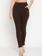 TAG 7 Women Navy Blue & Brown Pack Of 2 Solid Comfort-Fit Ankle-Length Leggings | Grocsy