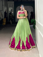 Lorenvalley Fashion Parrot Pure Rayon Embossed Design With Gotta Patti Lace Touch Up Lehenga Choli | Grocsy
