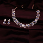 Tehzeeb Creations Blue Colour Ad Studded Necklace Jewellery Set With Matching Earrings For Women And Girls | Grocsy