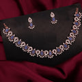 Tehzeeb Creations Blue Colour Ad Studded Necklace Jewellery Set With Matching Earrings For Women And Girls | Grocsy