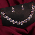 Tehzeeb Creations Blue Colour Ad Studded Necklace Jewellery Set With Matching Earrings For Women And Girls | Grocsy