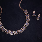 Tehzeeb Creations Blue Colour Ad Studded Necklace Jewellery Set With Matching Earrings For Women And Girls | Grocsy