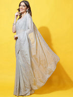kasee Floral Embroidered Organza Saree | Grocsy