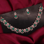 Tehzeeb Creations Green Colour Ad Studded Necklace Jewellery Set With Matching Earrings For Women And Girls | Grocsy