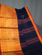 Kalanetha Navy Blue With Zari Kanchi Style Pure Narayanpet Cotton Saree By Gayathri Reddy Designer Studio | Grocsy