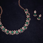 Tehzeeb Creations Green Colour Ad Studded Necklace Jewellery Set With Matching Earrings For Women And Girls | Grocsy