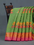 Leaf Green Colour With Baby Pink Blouse Cotton Brasso Saree By Gayathri Reddy Designer Studio | Grocsy