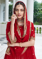 Anaita Red Georgette Lehenga Choli With Sequence & Thread Work | Grocsy
