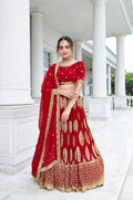 Anaita Red Georgette Lehenga Choli With Sequence & Thread Work | Grocsy