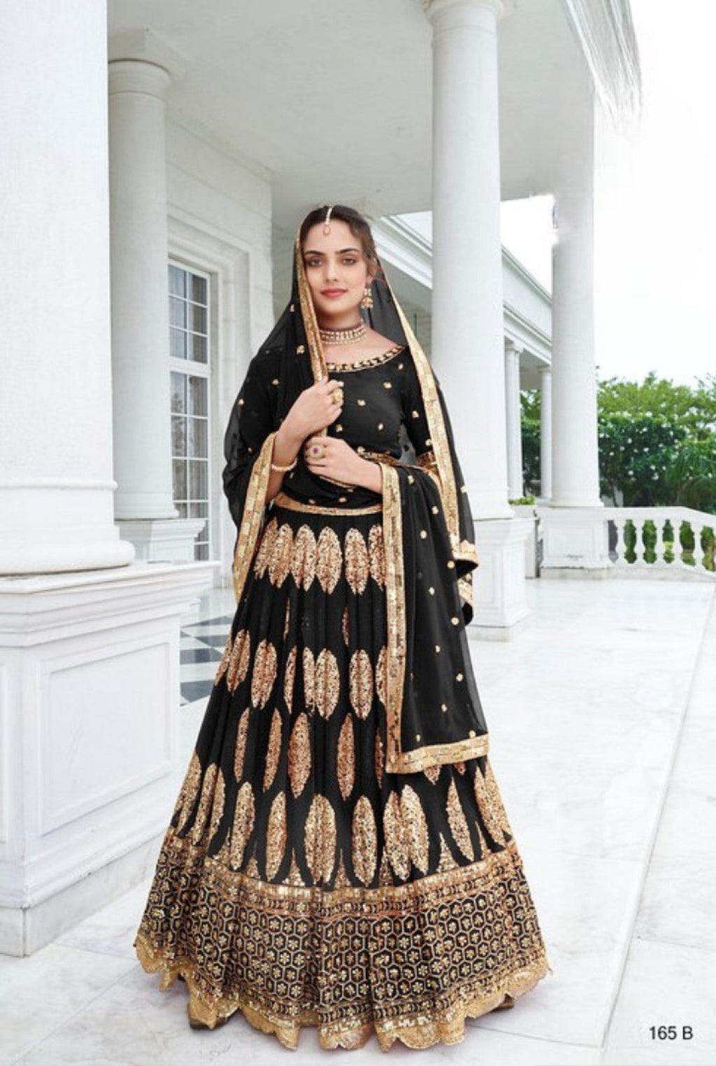 Anaita Black Georgette Lehenga Choli With Sequence & Thread Work | Grocsy