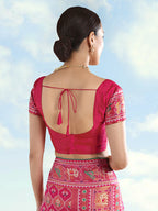 Monjolika Fashion Rani Pink Satin Silk Saree With Patola Work And Elephant Motifs | Grocsy