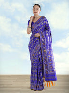 Monjolika Fashion Navy Blue Satin Silk Saree With Patola Work And Elephant Motifs | Grocsy