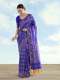 Monjolika Fashion Navy Blue Satin Silk Saree With Patola Work And Elephant Motifs | Grocsy