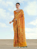 Monjolika Fashion Mustard Satin Silk Saree With Patola Work And Elephant Motifs | Grocsy